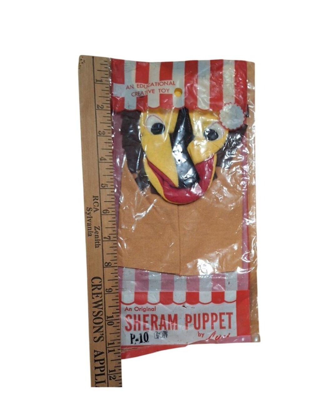 Sheram Felt Hand Puppet By Luci P10 Don Lion 9x5" Original Vintage Sealed - Picture 4 of 8